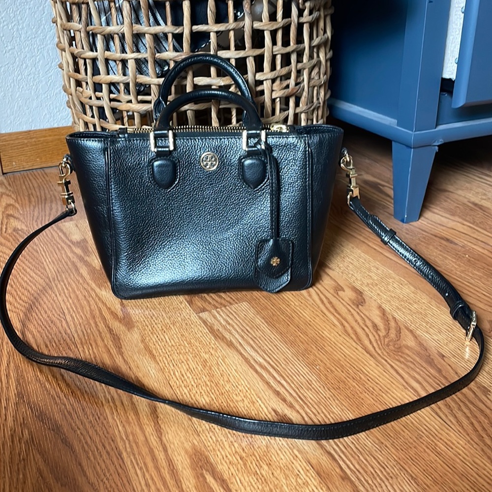 Tory Burch Robinson small square pebble crossbody double zip